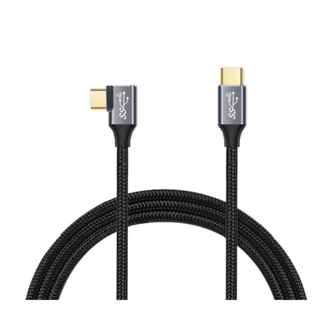 Image of (2m) 100W USB C auf USB C PD Schnell Ladekabel 4K Thunderbolt 3 Nylon Datenkabel 90-Grad-Winkel - Schwarz bei Apfelkiste.ch