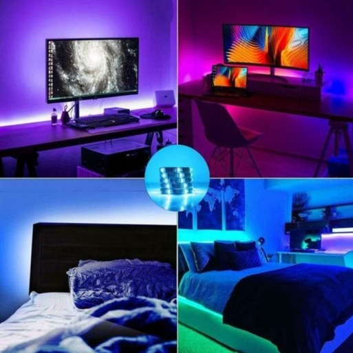 Image of (2m) 60 LED's Licht Streifen Leiste RGB Lampen Lichterkette App Control Hintergrundbeleuchtung IP20 (iOS/Android) - Bunt bei Apfelkiste.ch