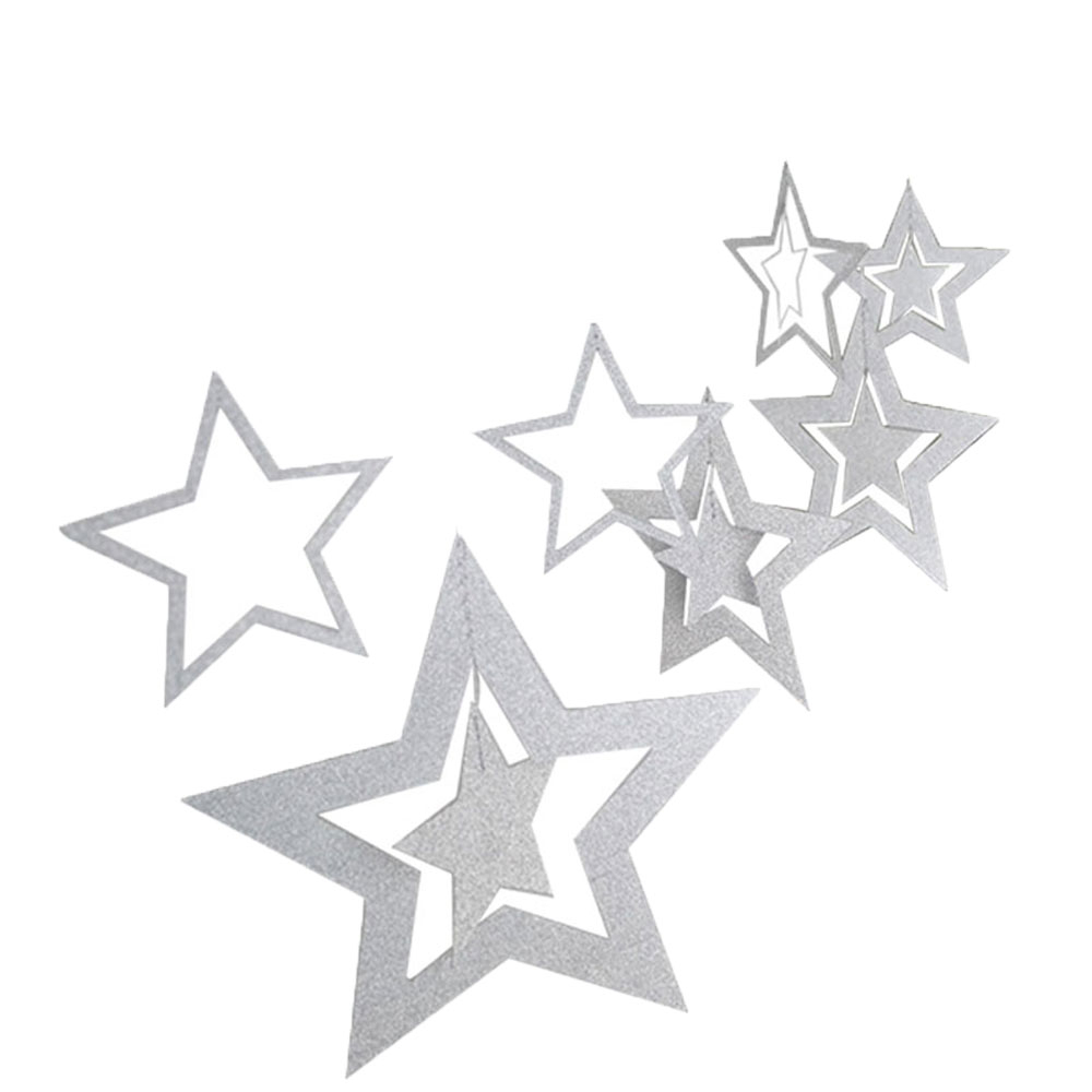 Image of (7-tlg. Set) Sternen Geburtstags Girlande Party Dekoration Accessoire Banner - Silber bei Apfelkiste.ch