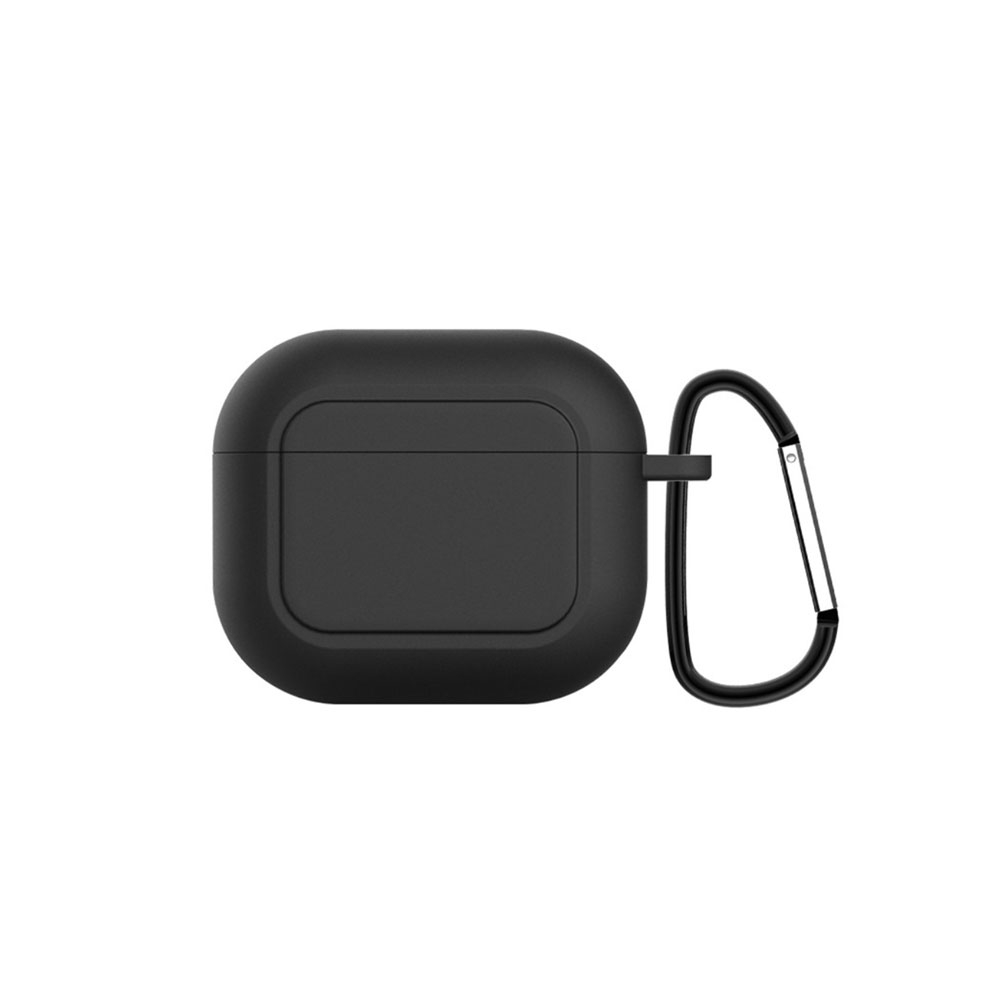 Image of AirPods (3. Generation) Silikon Case Schutzhülle Abdeckung mit Karabinerhaken - Schwarz bei Apfelkiste.ch