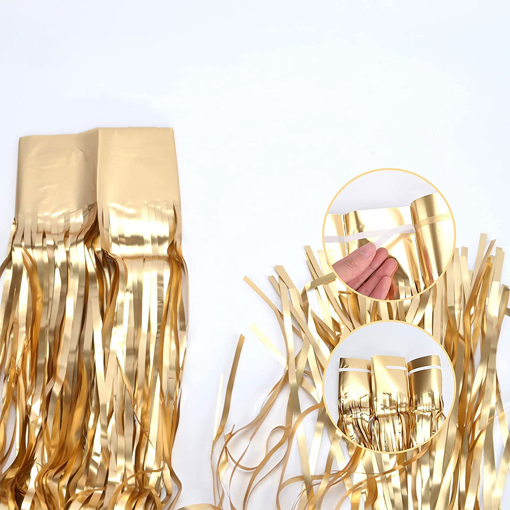 4 Stück Gold Lametta Vorhänge 1x2m - Glitzer Vorhang Für Party Fotohintergrund