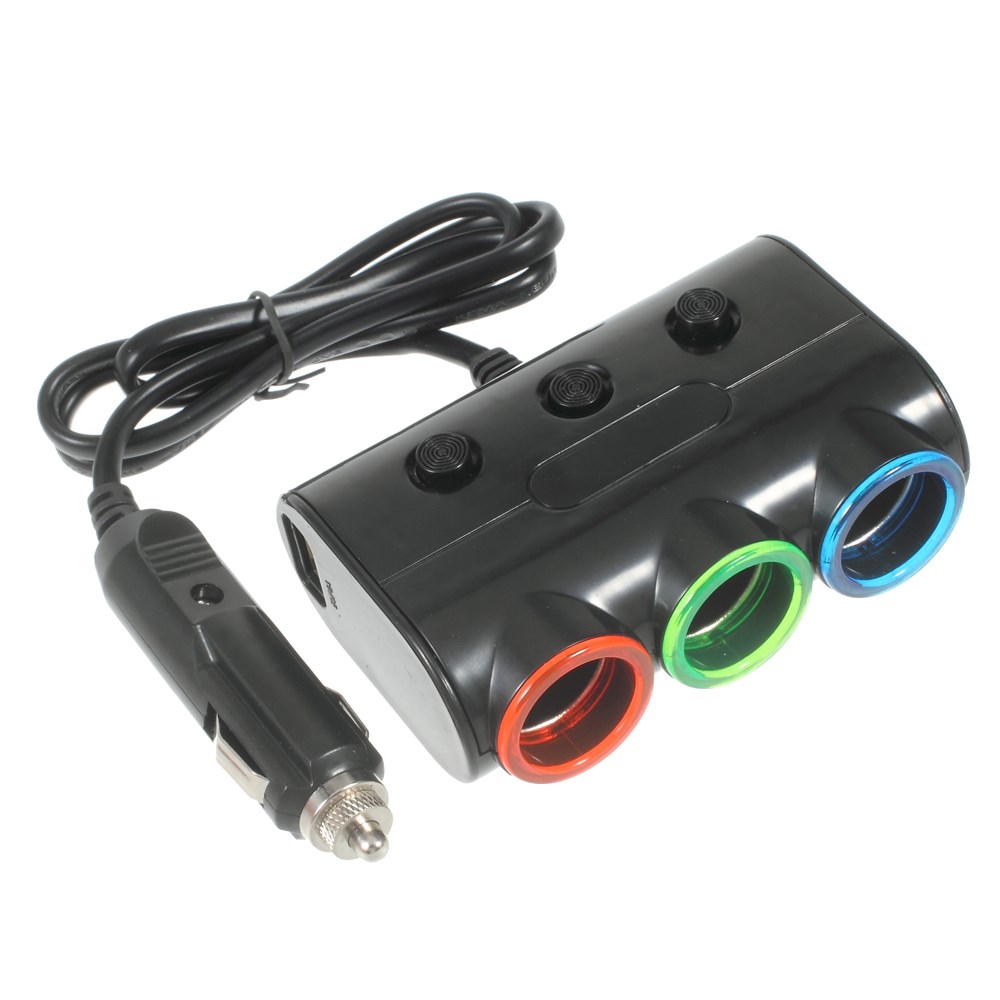 Image of 120W 3-fach Auto Ladegerät Verteiler für Zigarettenanzünder + Dual USB Anschluss bei Apfelkiste.ch