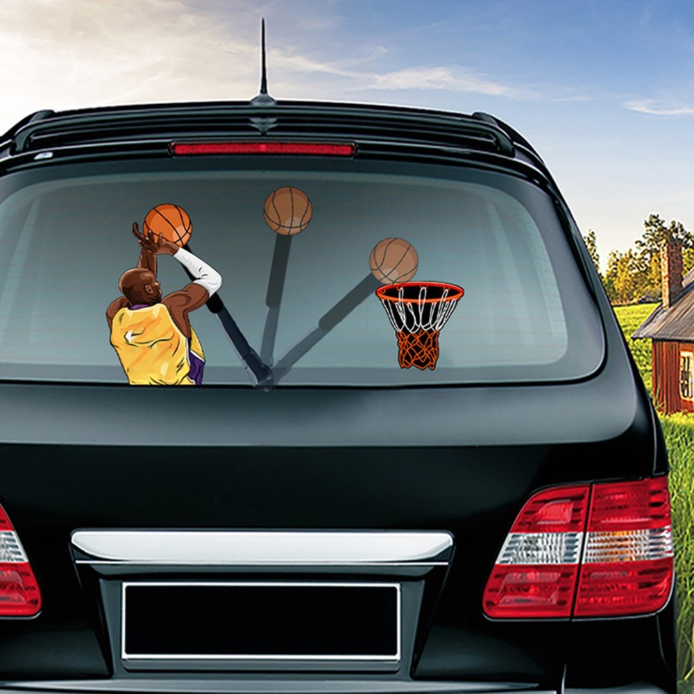 Image of (3-tlg. Set) Auto Aufkleber Heckscheiben Scheibenwischer Sticker Dekoration Basketballer bei Apfelkiste.ch