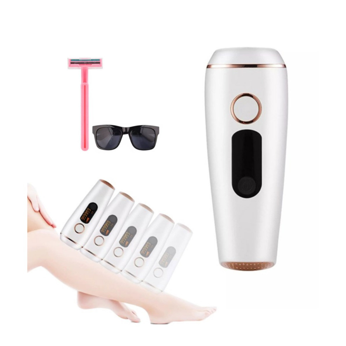 Image of (3-tlg. Set) IPL Laser Haarentferner 999.999 Lichtimpulse mit 5 Stufen Hair Removal für Körper / Arme / Beine / Bikinizone - Weiss bei Apfelkiste.ch
