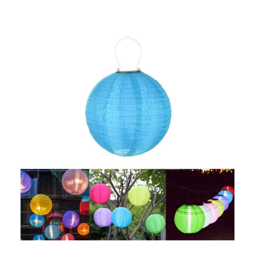 Image of (Ø20cm) LED Solar Lampion Outdoor Deko Lampe mit Tag / Nacht Sensor (IP55) - Blau bei Apfelkiste.ch