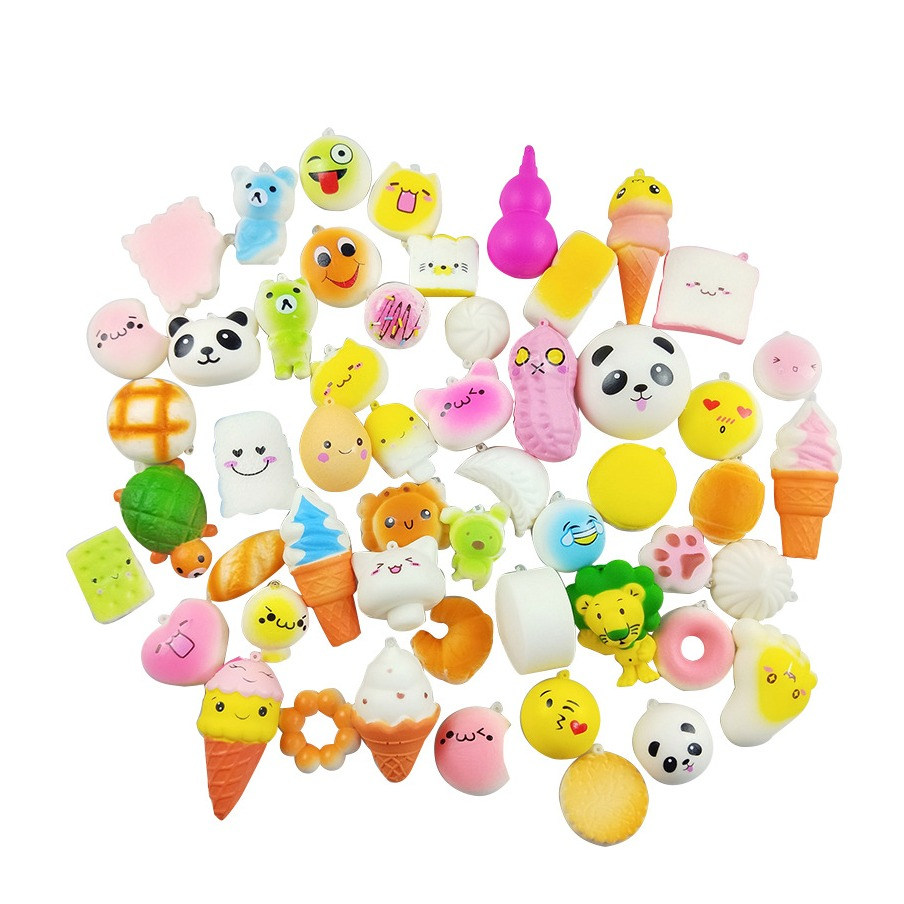 Image of (30-tlg. Set) Anti Stress Knautsch Figuren Süsse Squishy Toys + Schlüsselanhänger bei Apfelkiste.ch