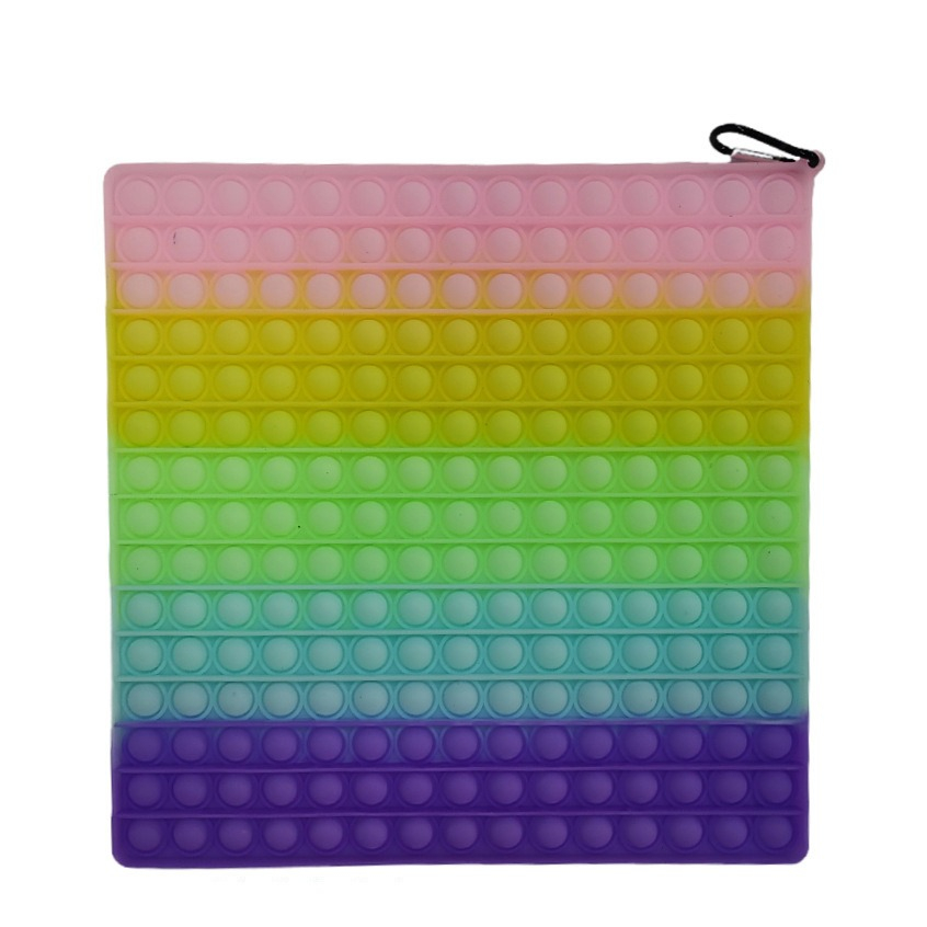 Image of (30x30cm) XXL Anti Stress Silikon Bubbles Pop It Fidget Spiel mit Karabinerhaken - Rosa / Blau / Gelb / Grün / Lila bei Apfelkiste.ch