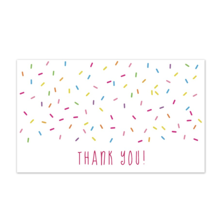Image of (30er Set) 9x5.4cm Grusskarte Thank You Konfetti Namens Karten - Weiss / Bunt bei Apfelkiste.ch