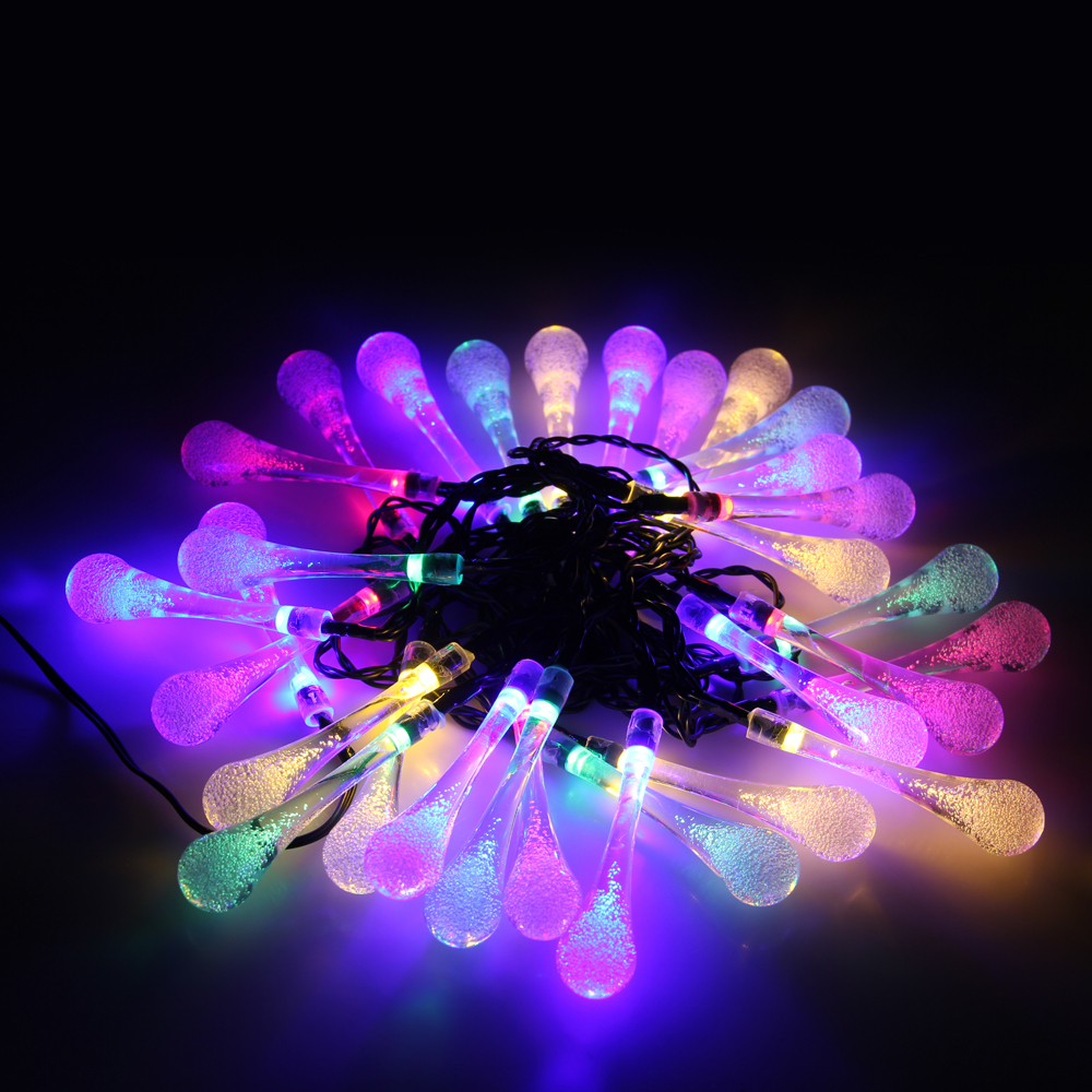 30-LED Solar Outdoor Tropfen Lichterkette Gartenbeleuchtung für Weihnachten (6 Meter)