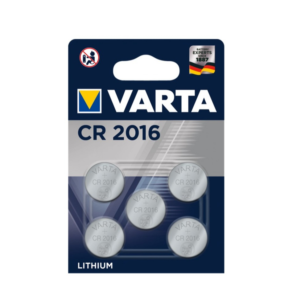 Image of Varta - 5er Pack 3 Volt Lithium Mangan Zelle Batterie Knopfzelle CR2016 (90mAh) bei Apfelkiste.ch