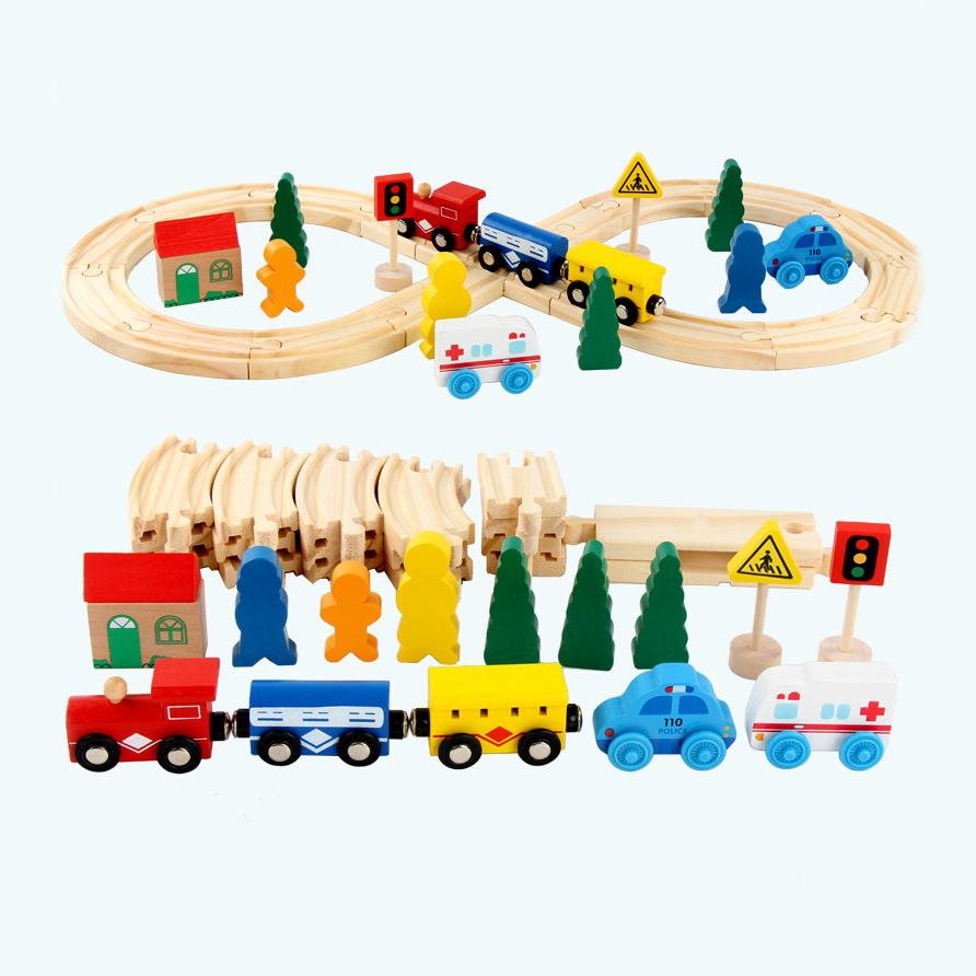 Image of (33-tlg. Set) Magnetischer Kinder Holz Zug Spielzeugzug Eisenbahn bei Apfelkiste.ch