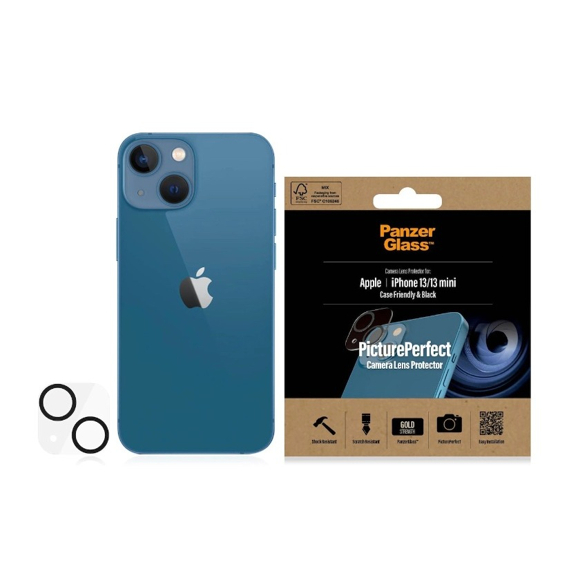 Image of PanzerGlass - iPhone 13 / iPhone 13 Mini Kamera Objektiv Protector Vollschutz Panzer Glas (0383) - Transparent bei Apfelkiste.ch
