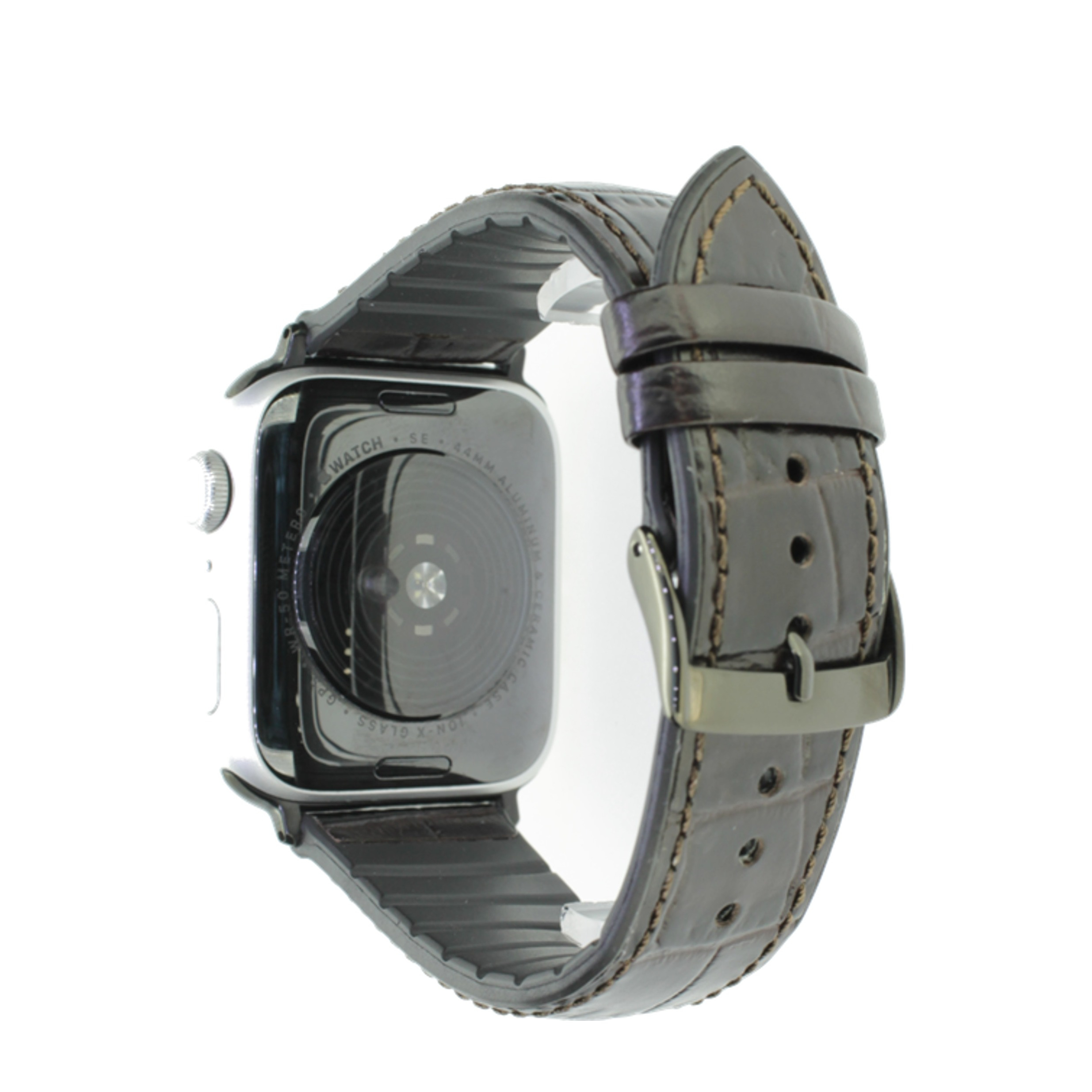 Image of Rhein Fils - Adventure Apple Watch (45/44/42 mm) Kalbsleder Armband mit Kautschuk + Alligatorprägung (Gelenkumfang: 190 - 235mm) - Dunkelbraun bei Apfelkiste.ch