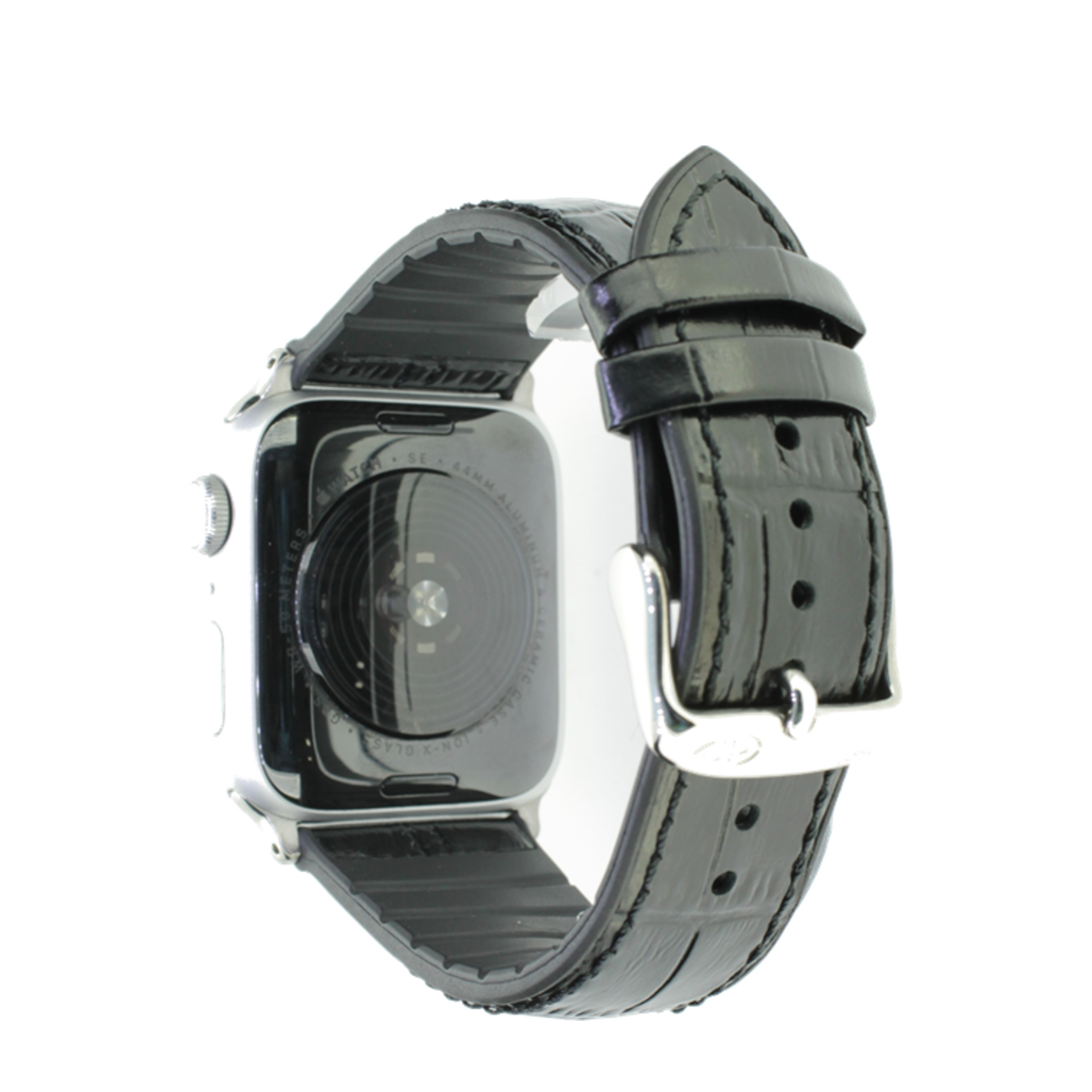 Image of Rhein Fils - Adventure Apple Watch (45/44/42 mm) Kalbsleder Armband mit Kautschuk + Alligatorprägung (Gelenkumfang: 190 - 235mm) - Schwarz bei Apfelkiste.ch