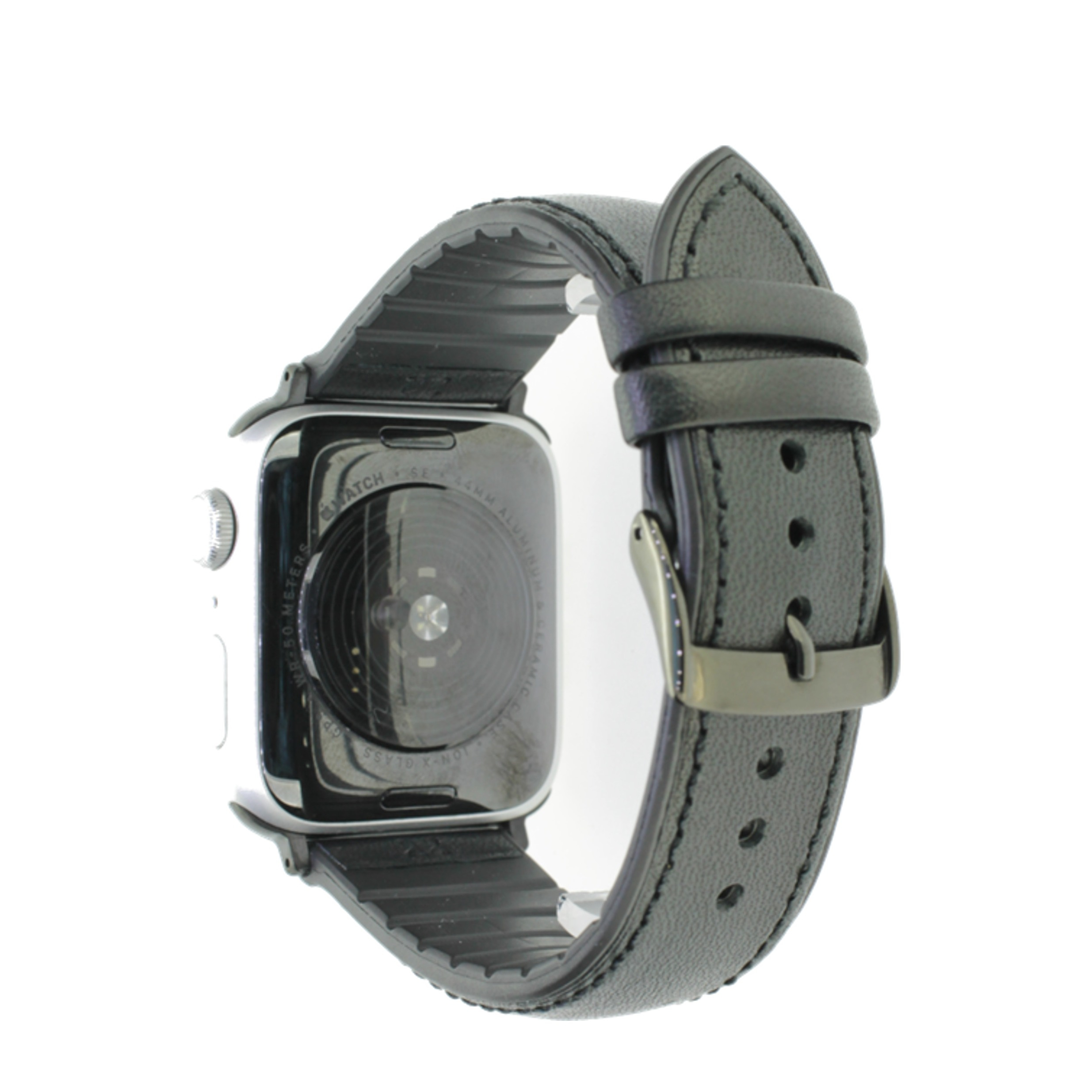 Image of Rhein Fils - Explorer Apple Watch (45/44/42 mm) Kalbsleder Ersatz Armband mit Kautschuk Innenfutter (Gelenkumfang: 190 - 235mm) - Schwarz bei Apfelkiste.ch