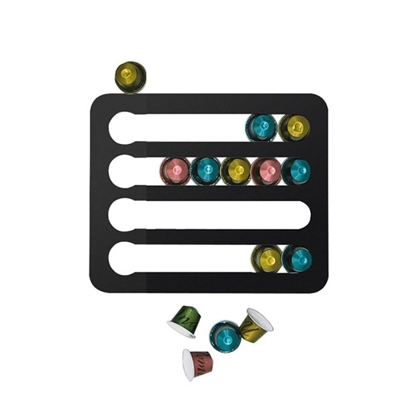 Image of Nespresso Kaffeekapsel Wand Halterung für 24 Kapseln inkl. Montage Pads - Schwarz bei Apfelkiste.ch