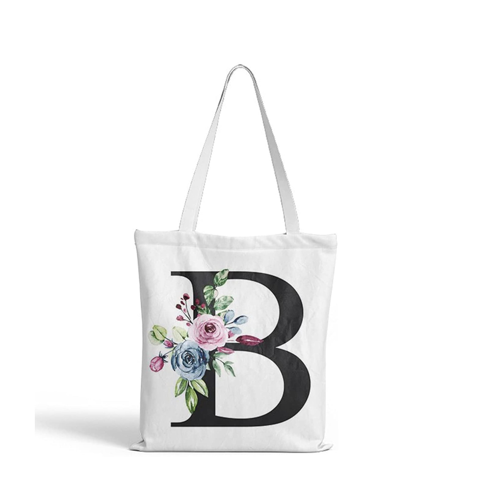 Image of (35x37cm) Leinen Tote Bag Boho Buchstaben Stoff Tragetasche - B bei Apfelkiste.ch