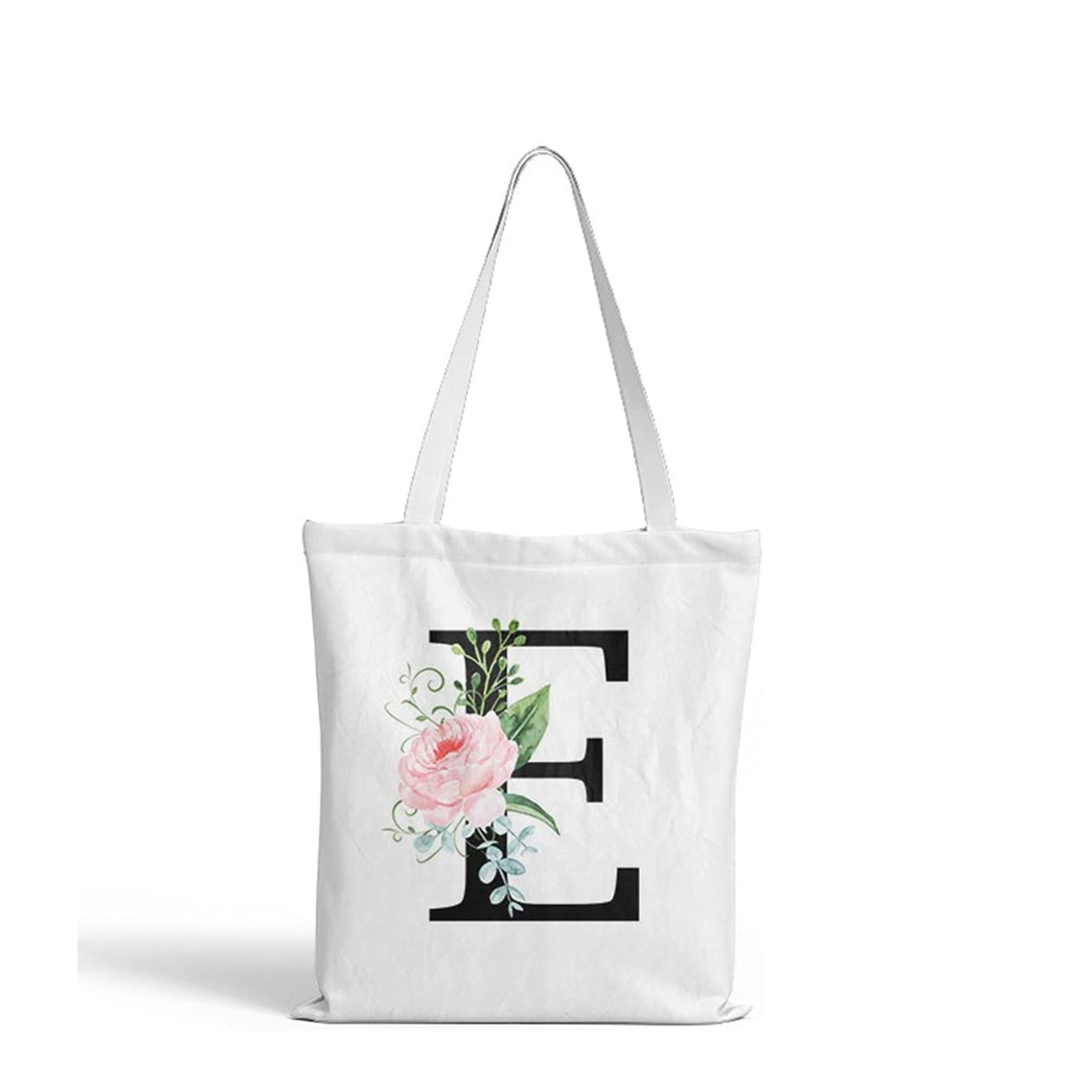 Image of (35x37cm) Leinen Tote Bag Boho Buchstaben Stoff Tragetasche - E bei Apfelkiste.ch