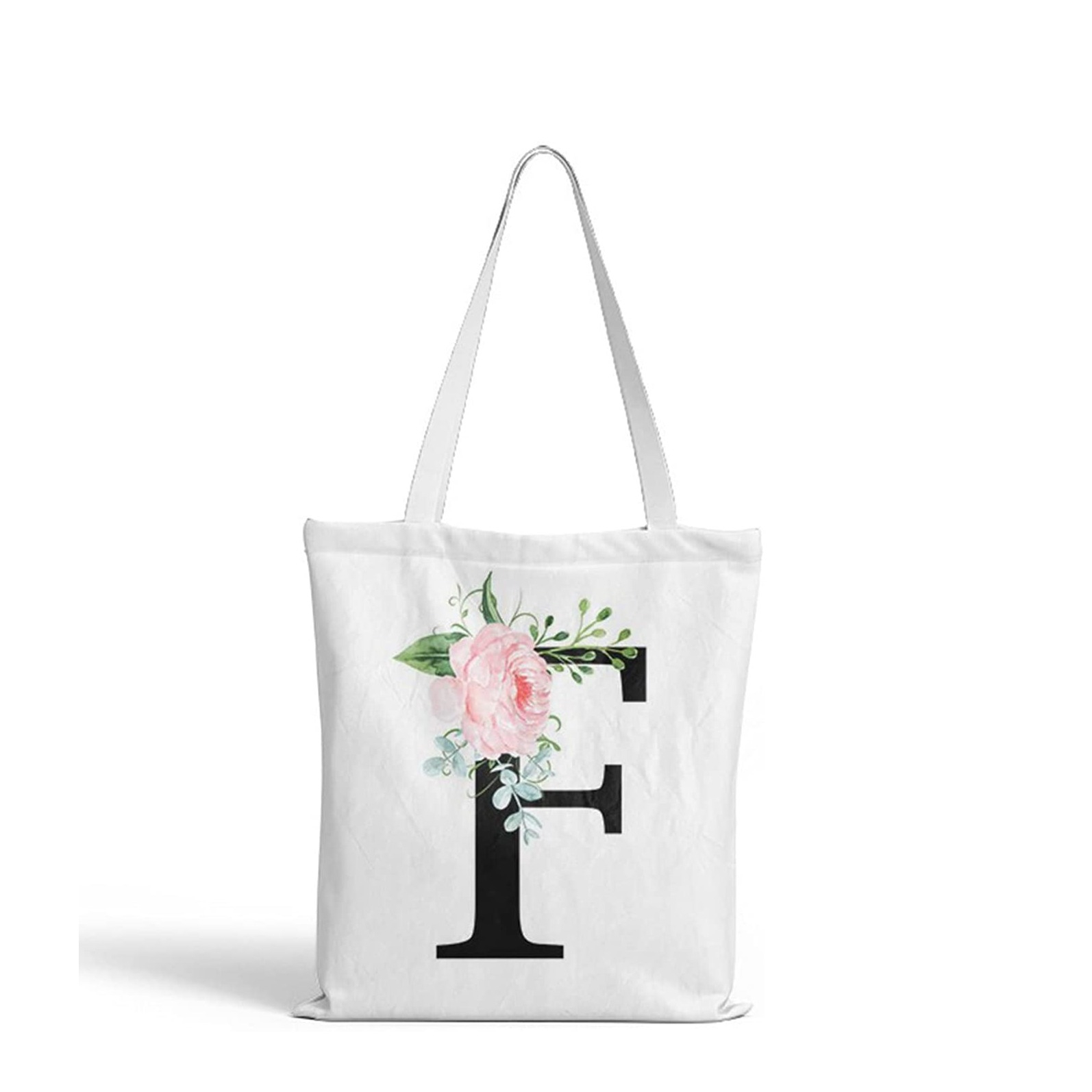 Image of (35x37cm) Leinen Tote Bag Boho Buchstaben Stoff Tragetasche - F bei Apfelkiste.ch
