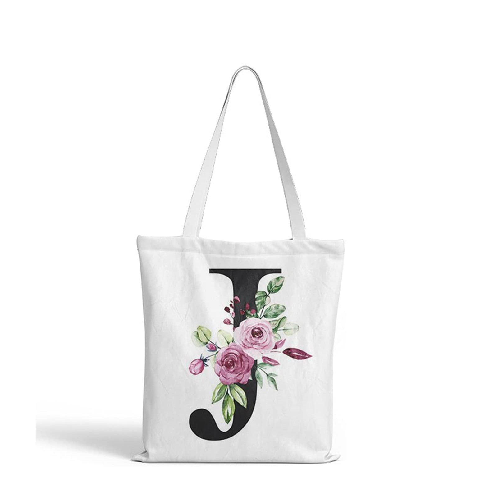 Image of (35x37cm) Leinen Tote Bag Boho Buchstaben Stoff Tragetasche - J bei Apfelkiste.ch