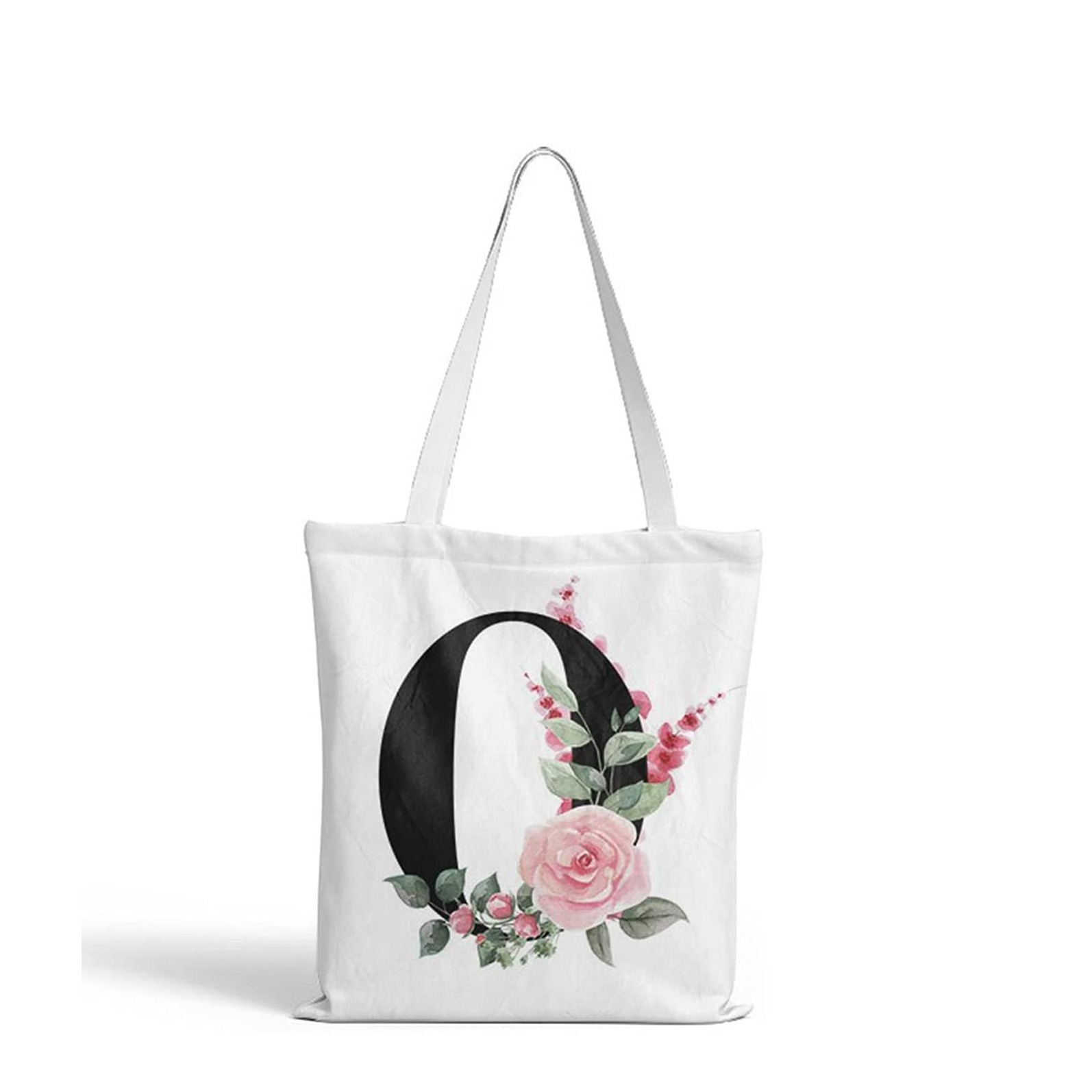 Image of (35x37cm) Leinen Tote Bag Boho Buchstaben Stoff Tragetasche - O bei Apfelkiste.ch