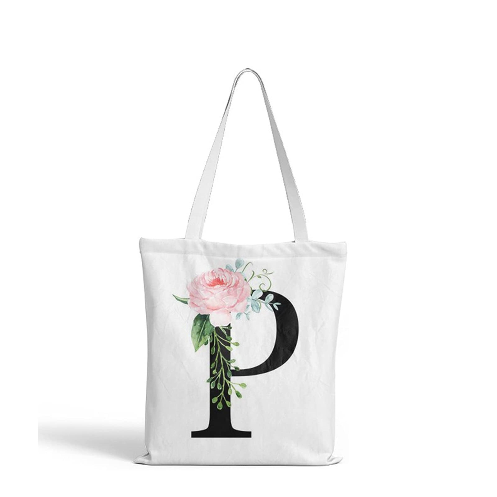Image of (35x37cm) Leinen Tote Bag Boho Buchstaben Stoff Tragetasche - P bei Apfelkiste.ch