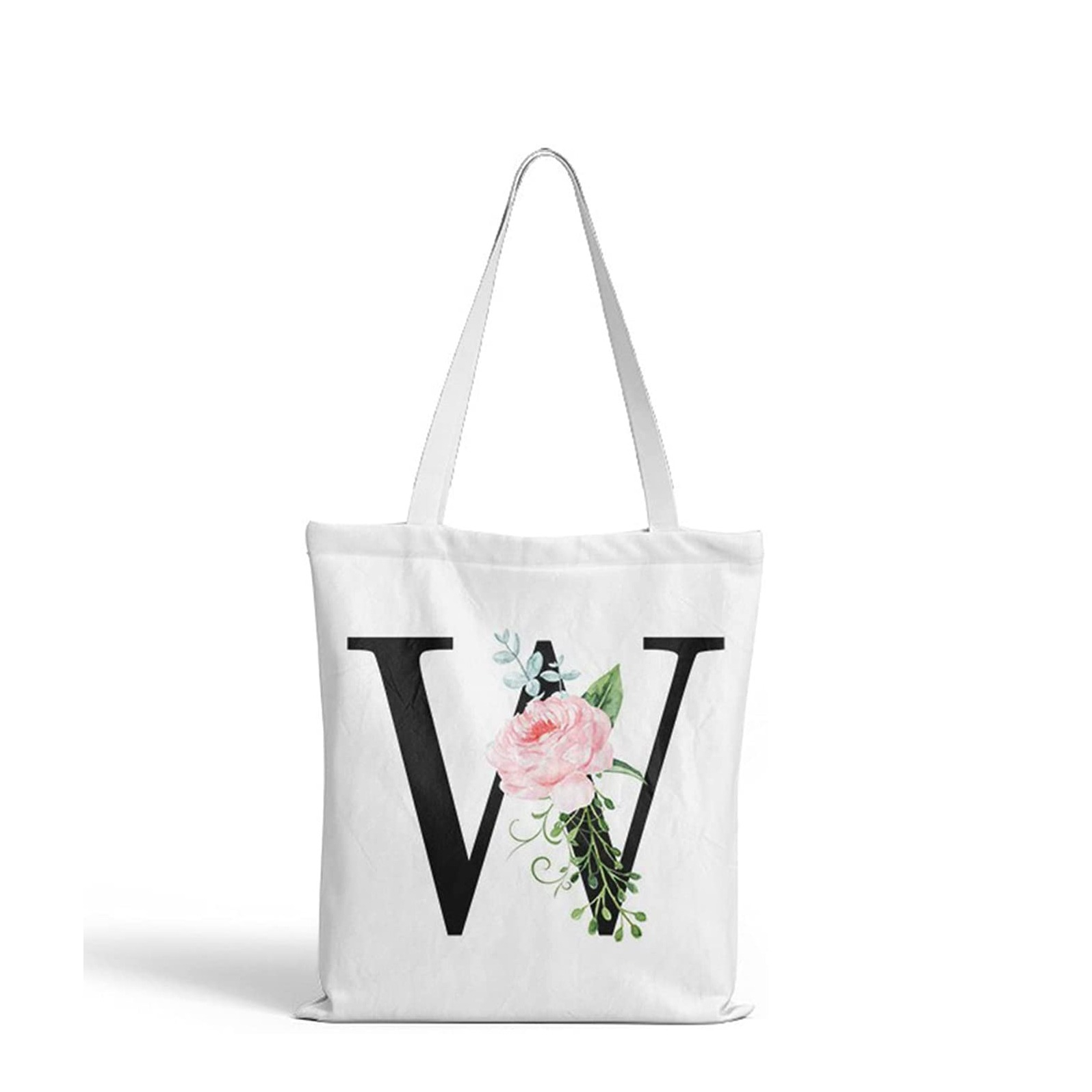 Image of (35x37cm) Leinen Tote Bag Boho Buchstaben Stoff Tragetasche - W bei Apfelkiste.ch