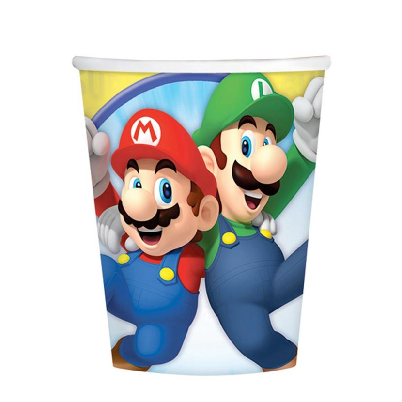 Image of (8er Set) 266ml Einweg Karton Becher Geburtstags Party Tisch Deko Lizenziert - Super Mario bei Apfelkiste.ch