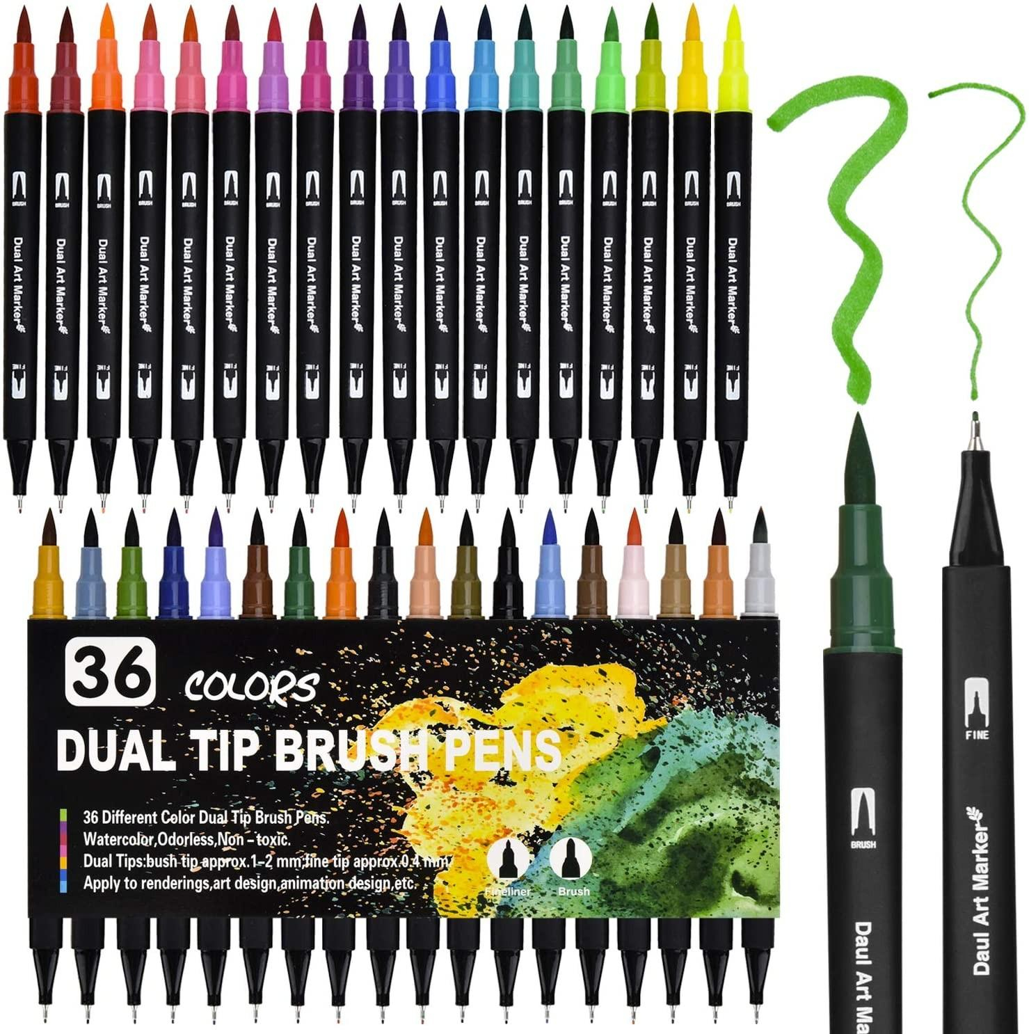 36 Duale Brush Marker Mit Pinsel- Und Feinspitze – Ideal Für Handlettering & Kunst