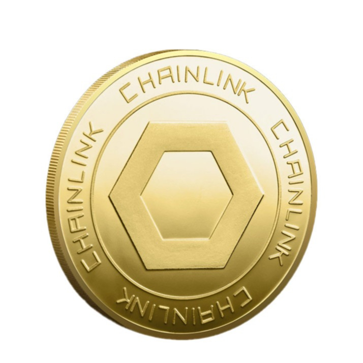 Image of (Ø38mm) Chainlink LINK Krypto Münze Souvenir Sammlerstück inkl. Münzkapsel - Gold bei Apfelkiste.ch