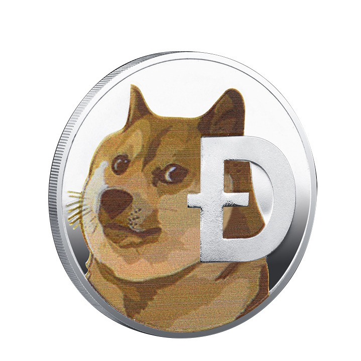 Image of (Ø38mm) Dogecoin Krypto Münze Souvenir Sammlerstück inkl. Münzkapsel - Silber bei Apfelkiste.ch