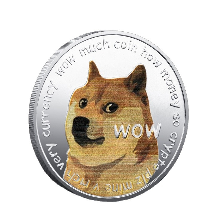 Image of (Ø38mm) Dogecoin To The Moon Krypto Münze Souvenir Sammlerstück inkl. Münzkapsel - Silber bei Apfelkiste.ch