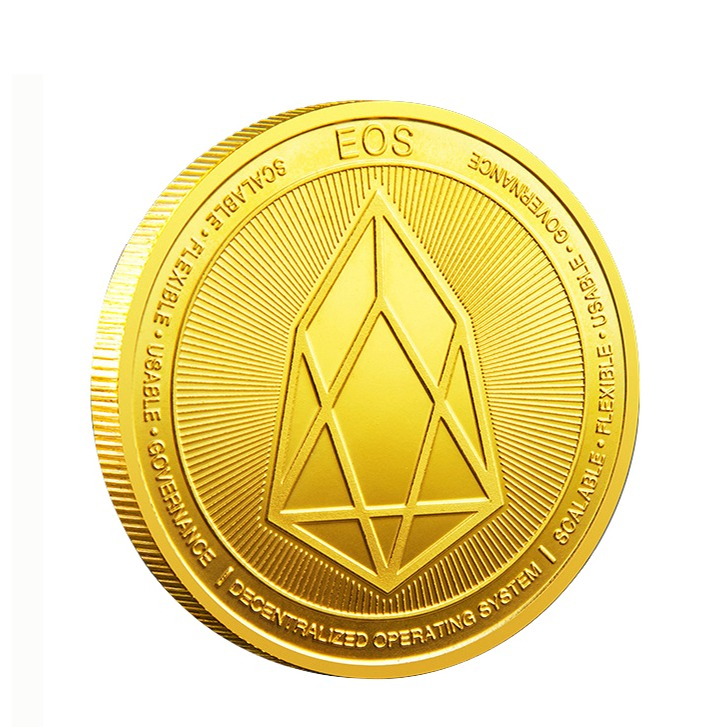 Image of (Ø38mm) EOS Coin Krypto Münze Souvenir Sammlerstück inkl. Münzkapsel - Gold bei Apfelkiste.ch