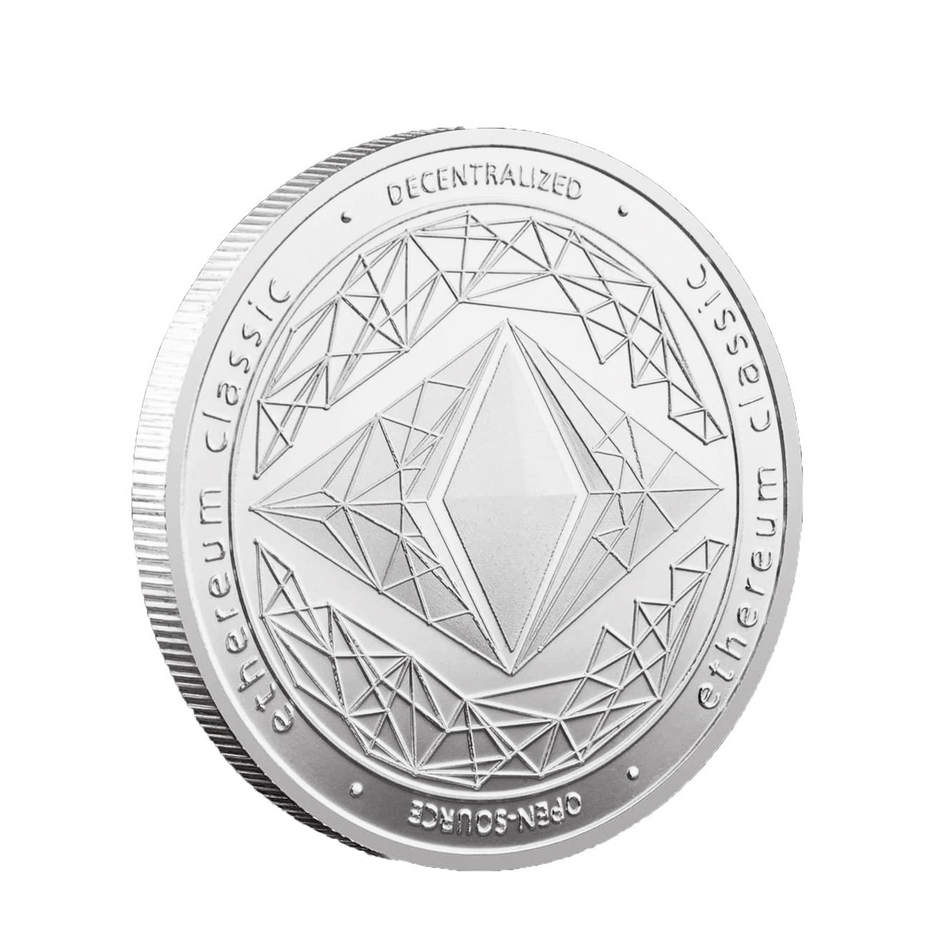 Image of (Ø38mm) Ethereum Coin Krypto Münze Souvenir Sammlerstück inkl. Münzkapsel - Silber bei Apfelkiste.ch
