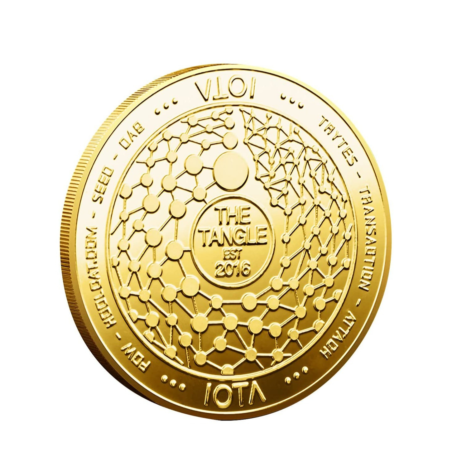 Image of (Ø38mm) IOTA Coin Krypto Münze Souvenir Sammlerstück inkl. Münzkapsel - Gold bei Apfelkiste.ch