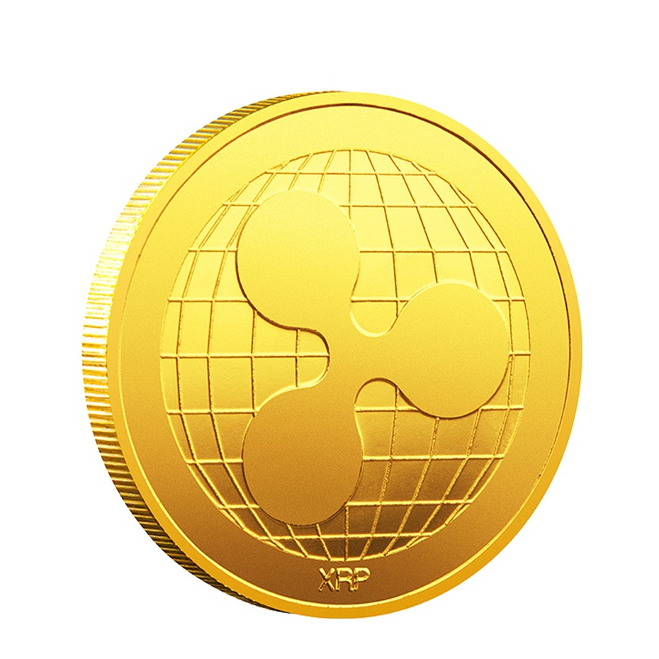 Image of (Ø38mm) Ripple Coin Krypto Münze Souvenir Sammlerstück inkl. Münzkapsel - Gold bei Apfelkiste.ch