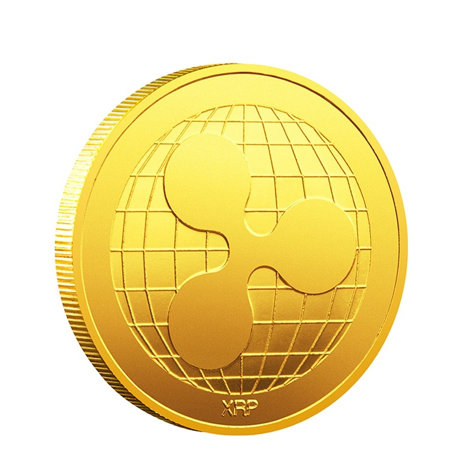 Image of (Ø38mm) Ripple XRP Krypto Münze Souvenir Sammlerstück inkl. Münzkapsel - Gold bei Apfelkiste.ch
