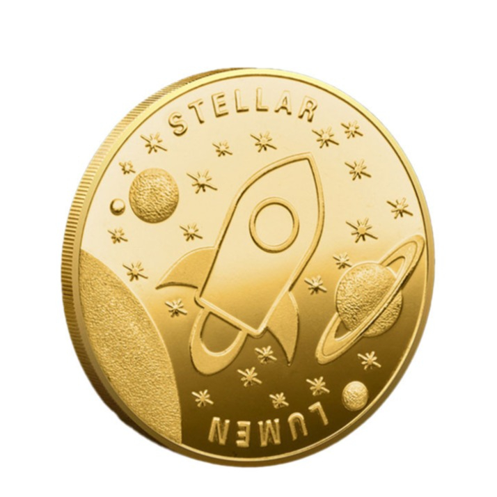 Image of (Ø38mm) Stellar Coin Krypto Münze Souvenir Sammlerstück inkl. Münzkapsel - Gold bei Apfelkiste.ch