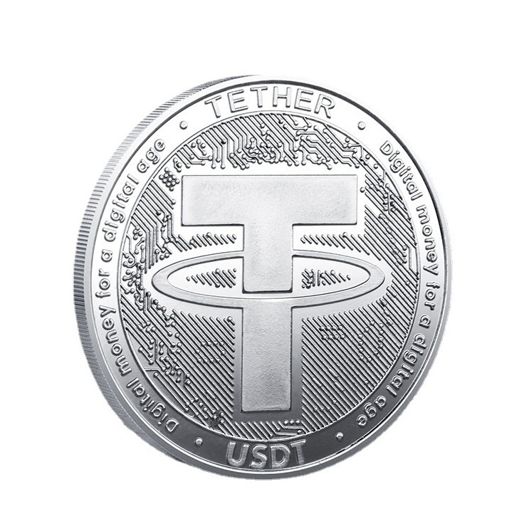 Image of (Ø38mm) Tether USDT Coin Krypto Münze Souvenir Sammlerstück inkl. Münzkapsel - Silber bei Apfelkiste.ch