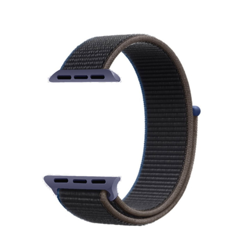Image of (Gr. XL) Changee - Apple Watch (45/44/42 mm) Nylon Klettverschluss Ersatz Armband (Gelenkumfang 181 - 250mm) - Schwarz / Blau bei Apfelkiste.ch