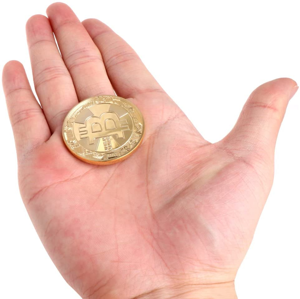 Ø 38mm) Bitcoin Krypto Münze Souvenir Gold