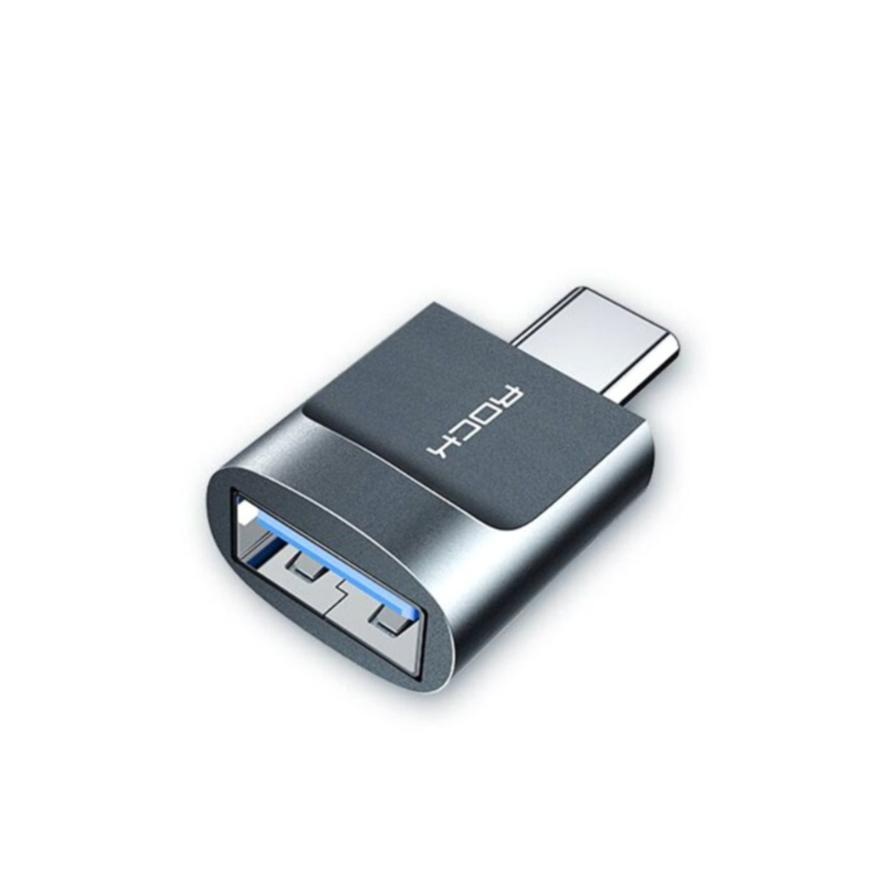 Image of Rock - OTG USB auf USB C Adapter Konverter (5/3A) - Grau bei Apfelkiste.ch