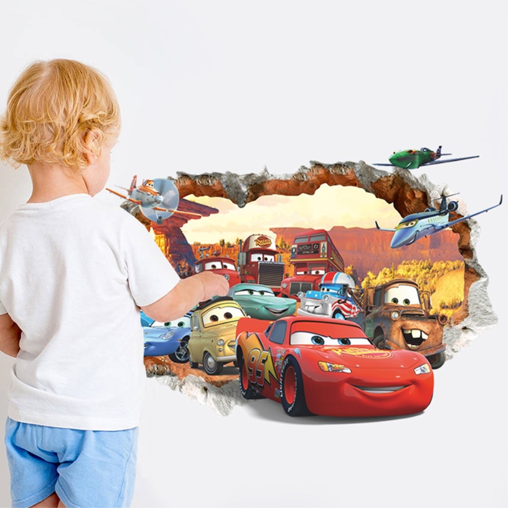 Jungen Kinder Schlafzimmer Superauto Wand Mustang Wandaufkleber 3D Optik 