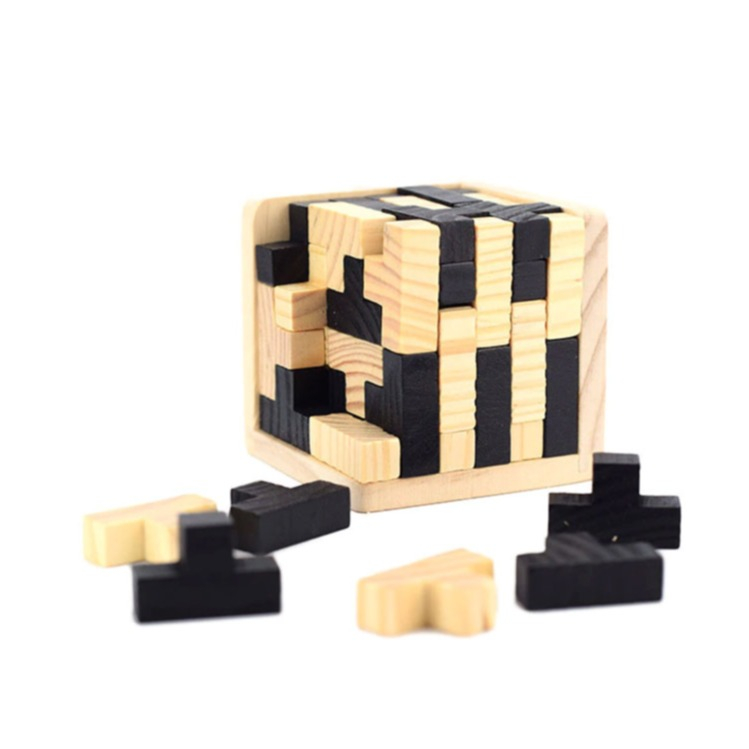 Image of 3D Holz Würfel Spiel IQ Cube Puzzle Knobelspiel - Braun bei Apfelkiste.ch