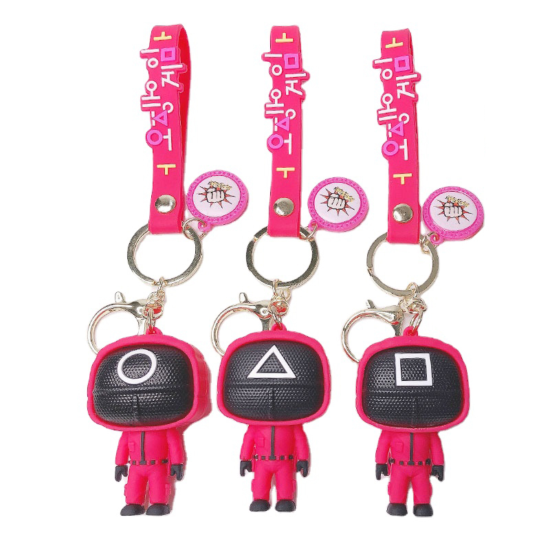 Image of (3er Set) 130x40mm Schlüsselanhänger Tintenfisch Spiel mit Schlaufe + Trigger Verschluss Mitarbeiter / Soldat / Manager - Pink / Gold bei Apfelkiste.ch