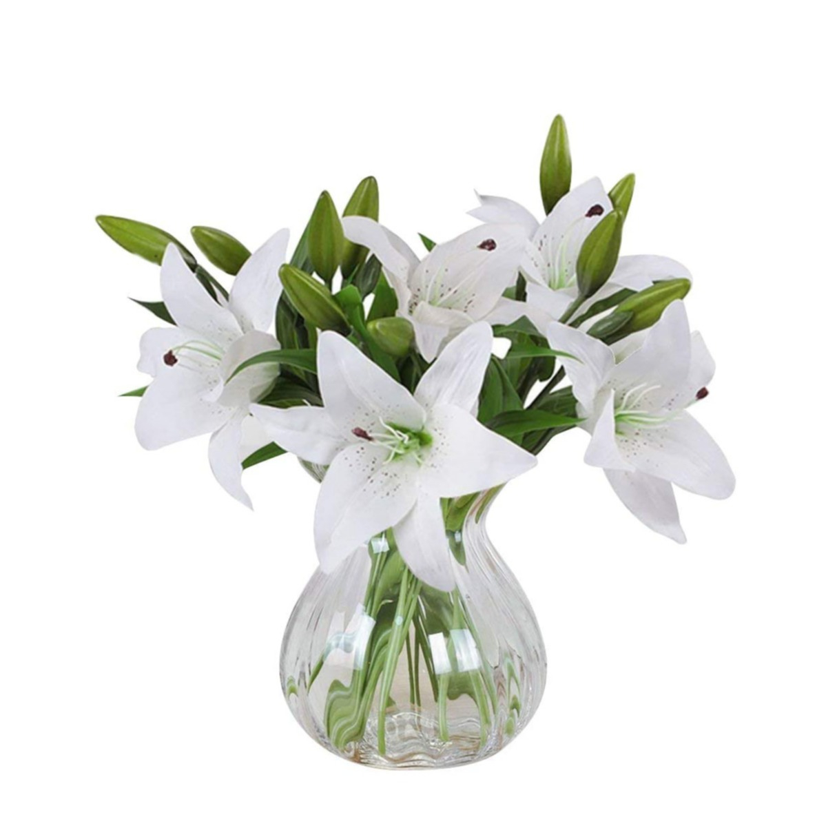 Image of (3er Set) 38cm Deko Lilien Kunstblumen Strauss - Weiss bei Apfelkiste.ch