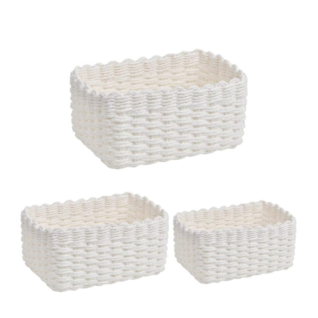 Image of (3er Set) Boho Korb Hygge Lifestyle Accessoire Deko Schale - Weiss bei Apfelkiste.ch