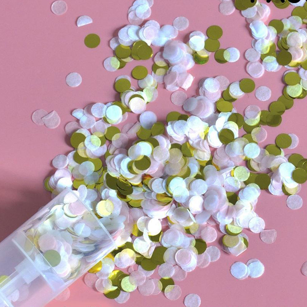 Image of (3er Set) Konfetti Kanone Push-Pop Party Konfettipopper Dekoration - Rosa / Gold / Weiss bei Apfelkiste.ch
