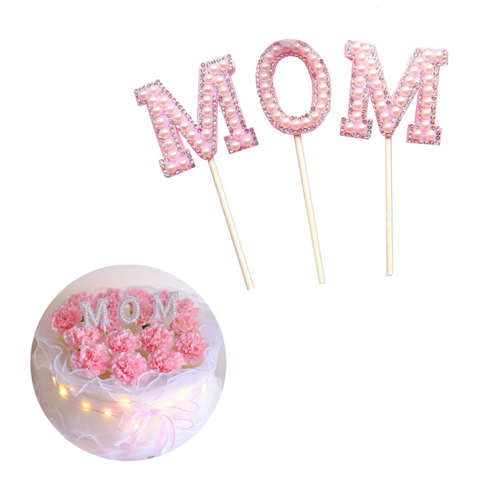 Image of (3er Set) Kuchenstecker Muttertag Tortenstecker Topper Dekoration für Torten / Kuchen - Mom / Rosa bei Apfelkiste.ch