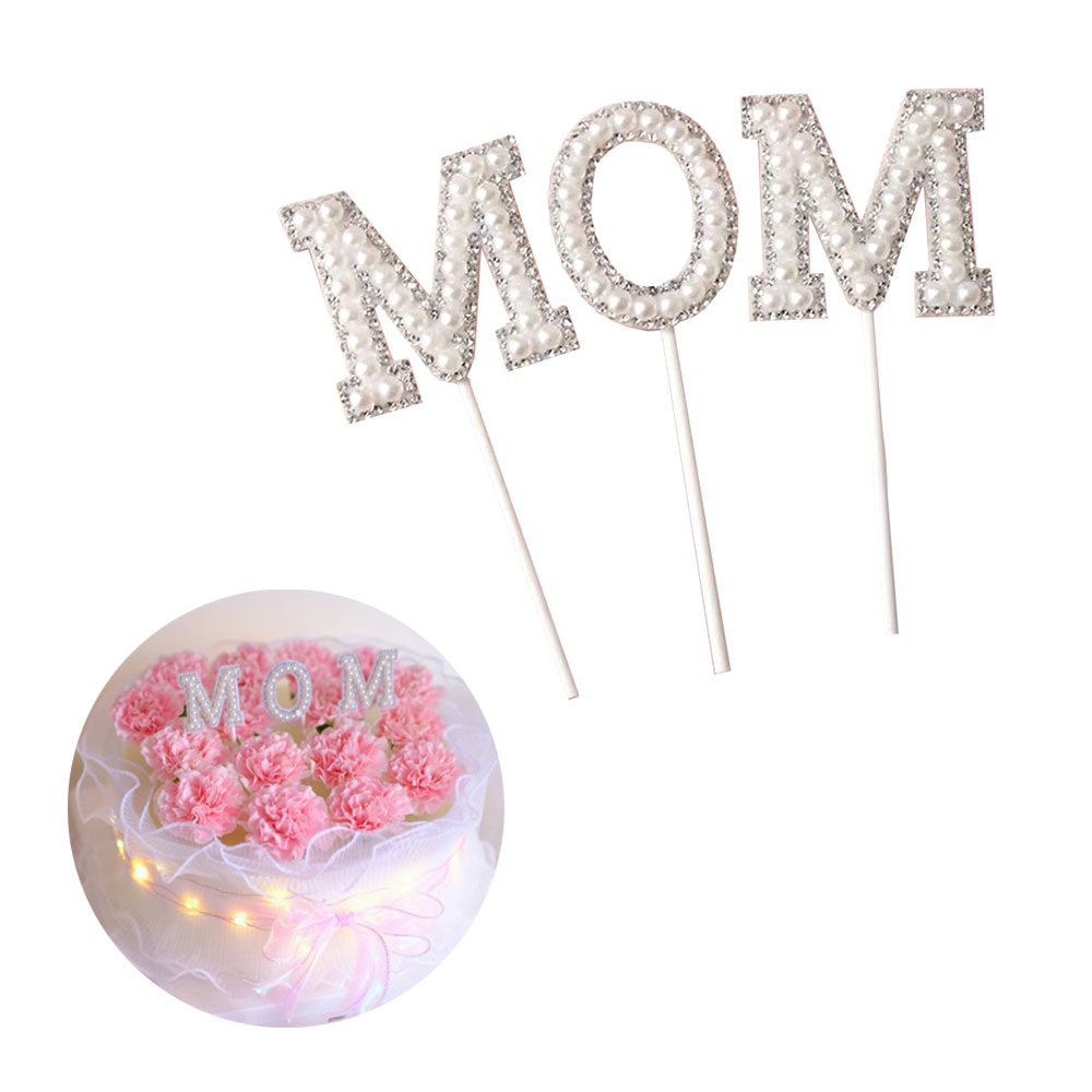 Image of (3er Set) Kuchenstecker Muttertag Tortenstecker Topper Dekoration für Torten / Kuchen - Mom / Weiss bei Apfelkiste.ch